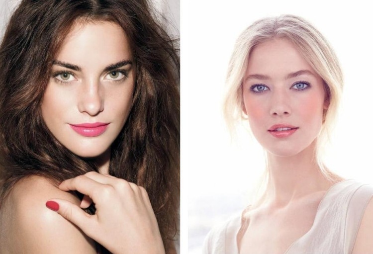 Nahé očné tiene a lesk na pery na jar jarný make-up-svieži-vzhľad-prirodzene pôsobiaci