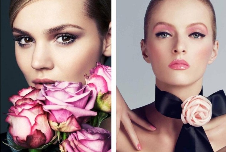 Nápady na líčenie inšpirované jarnými ružami jarný make-up-hnedo-modré-oči