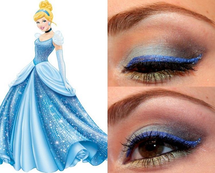 Halloween make -up inšpirovaný princeznou Disney - Popoluškou Halloween-líčenie-účesy-oči-Popoluška-návod na líčenie