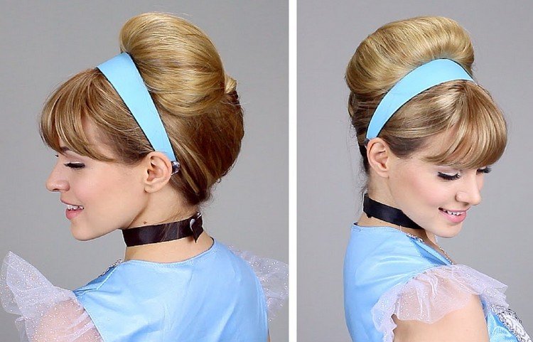 Vytvorte si vlastný účes Popoluška s gumičkou do vlasov Halloween make -up účesy Popoluška Popoluška čelenka