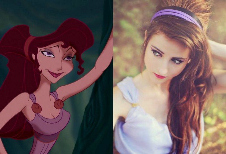 Myšlienka líčenia Meg a Hercules - urobte si vlastný účes Halloween-líčenie-účesy-Meg-Disney-líčenie