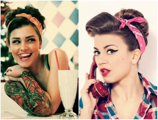 urobte si účes rockabilly sami handrou rockabilly účesy s-handričkou-urob si sama