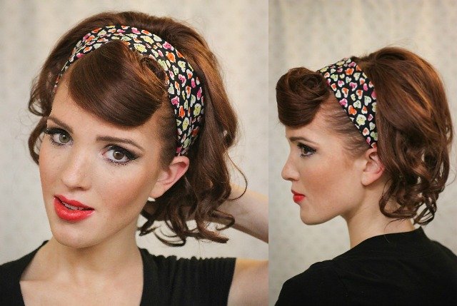 retro rockabilly účesová gumička do vlasov Suicide Roll retro-rockabilly-účes-čelenka-samovražda-roll