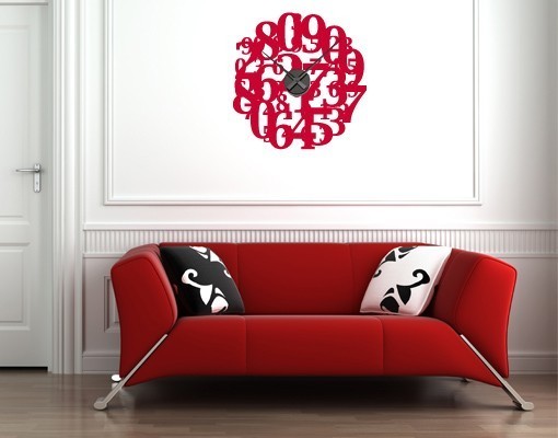 červená nálepka na stenu s hodinami červená nálepka na stenu s hodinami