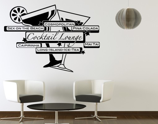 Nálepka na stenu Cocktail Lounge čierna Nálepka na stenu Koktejlový salónik čierna