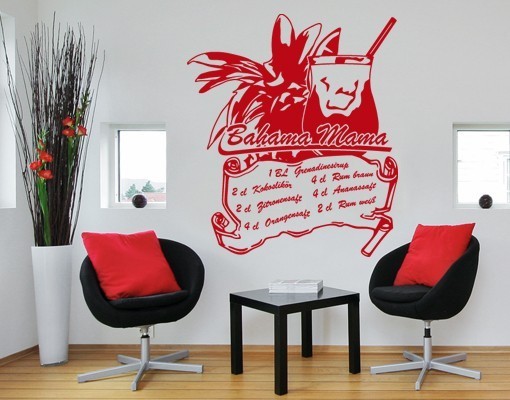 koktaily samolepky na stenu Bahama Mama červený prízvuk coctails-wall-stickers-Bahama-Mama-red-accent