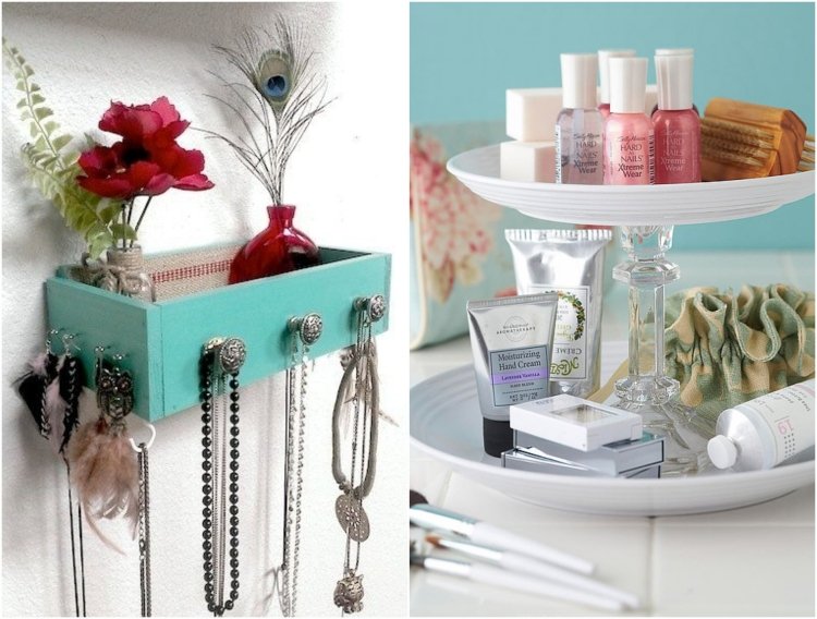 nápady na byt vlastnoručne vyrobené šperky-úložné-kozmetické výrobky