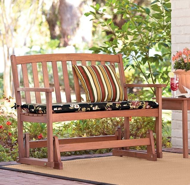 Drevený záhradný lavica nôžkový terasový nábytok pohodlný dekoratívny vankúš Terasový nábytok pohodlné dekoračné vankúše podsedáky kvetinový vzor