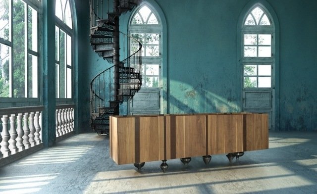 komoda drevo originálny dizajn iL PEZZO 1 niklové nožičky