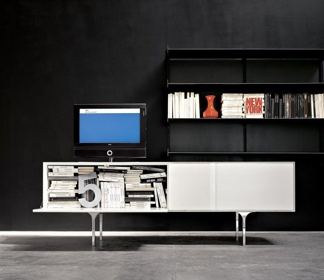 príborník biele skladacie dvere kovové nohy VŠETKY Bartoli Design kristalia