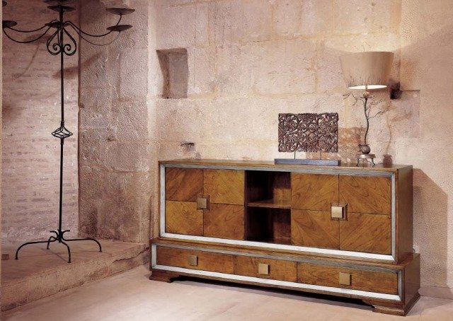 nápady komody drevo starožitný vzhľad zrkadlové pruhy dinastia lola glamour