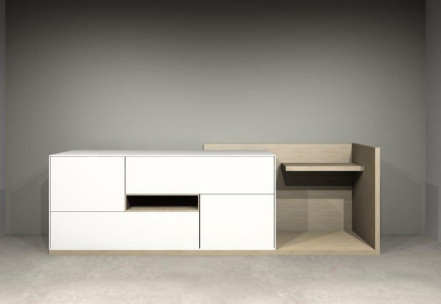 fusiontables komoda minimalistický drevený hravý dizajn zásuvková polica