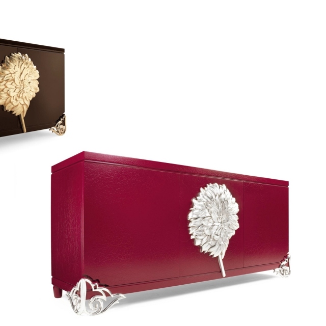 Komoda Elledue dizajn drevené kvetinové ozdoby kovové