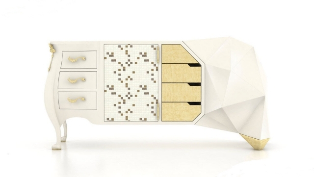 dizajnová komoda rôzne prvky biele zlato evo opium jetclass