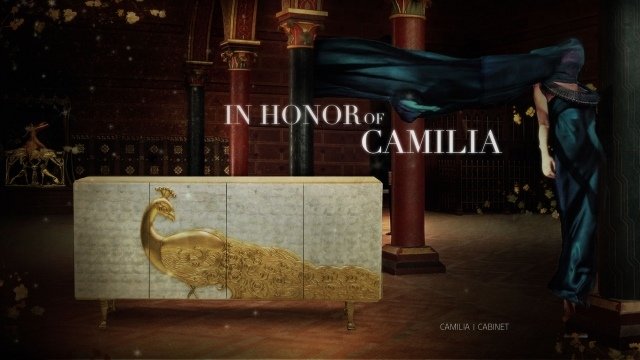 nápady komody design zlatý páv CAMILIA koket