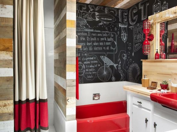 Príklady fotografií červené akcenty tabuľová farba