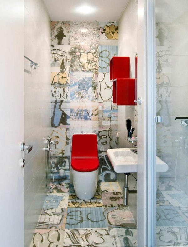 Graffiti steny dlaždice červené akcenty