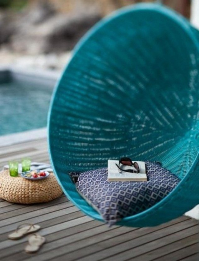 Nábytok na terasu k bazénu závesná stolička-ratanový okrúhly dizajn nastaviť nápady záhradný nábytok závesná stolička ratanový bazénový nábytok