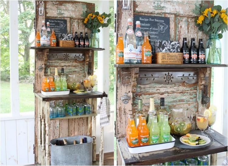 Vonkajší bar zo starých dverí a konzolového stola záhradná výzdoba-nápady-staré-dvere-bar-terasa