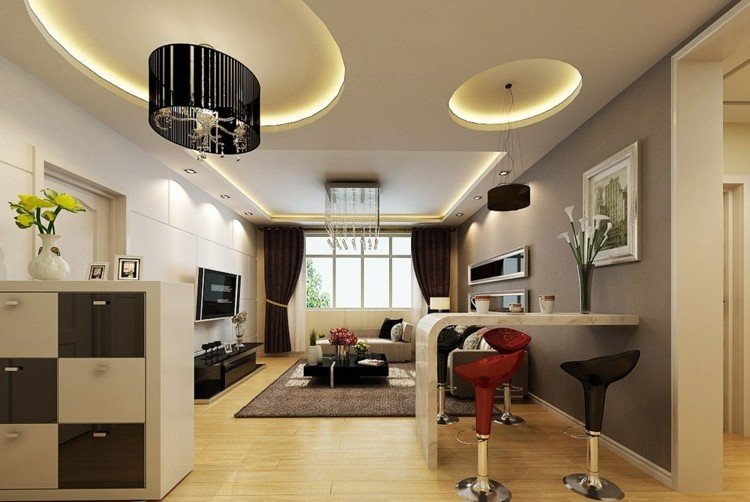 nepriame osvetlenie stropné kruhy dizajn minimalistický hnedá šedá