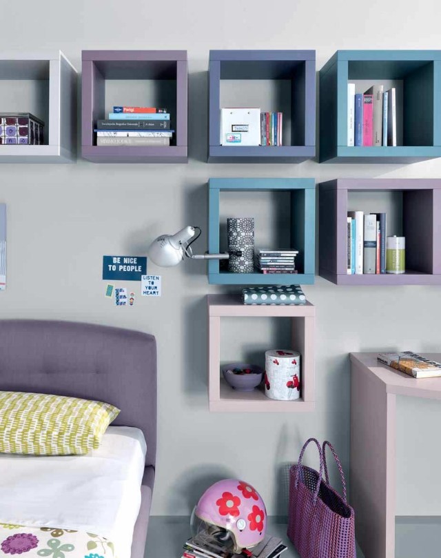 nápady pre detskú izbu modulárne-nástenné police-štvorce-GAB