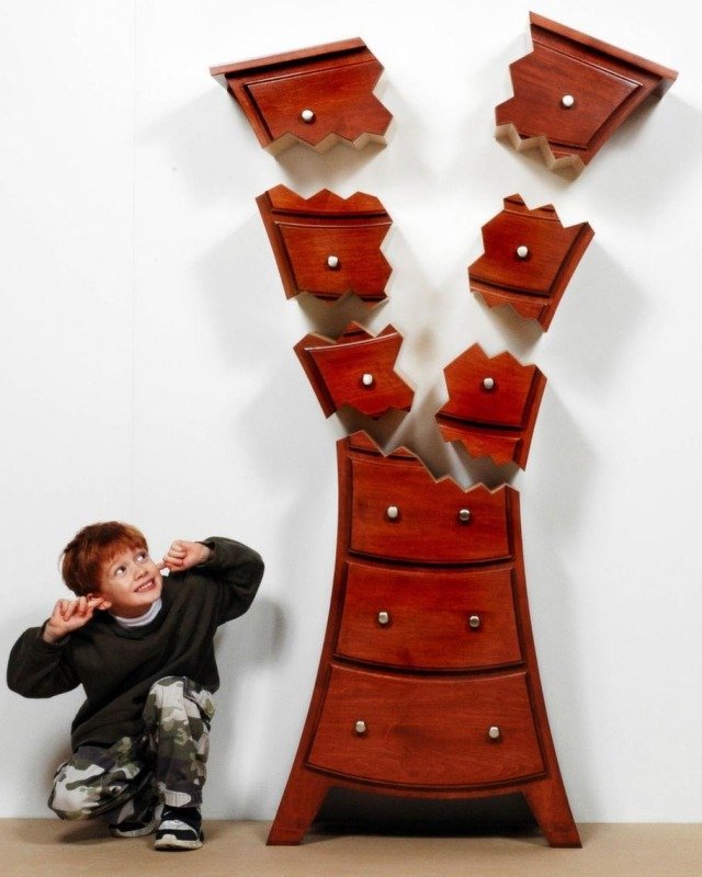 drevené-komody-zásuvky-kreatívne-vyčerpanie-rovné-line-designy