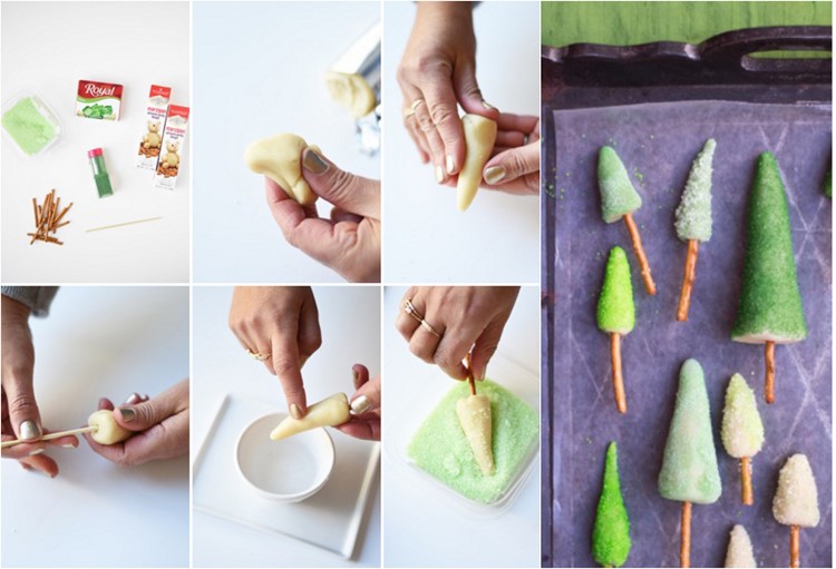 Vyrobte si vianočné stromčeky sami z marcipánu a zeleného cukru