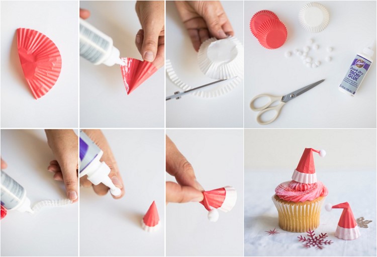 Vyrobte si vlastnú mikulášsku čiapku z muffinových foriem v červenej a bielej farbe