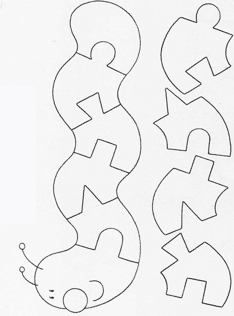 posúvač-píla-šablóny-bezplatná tlač-húsenica-škôlka-deti-puzzle