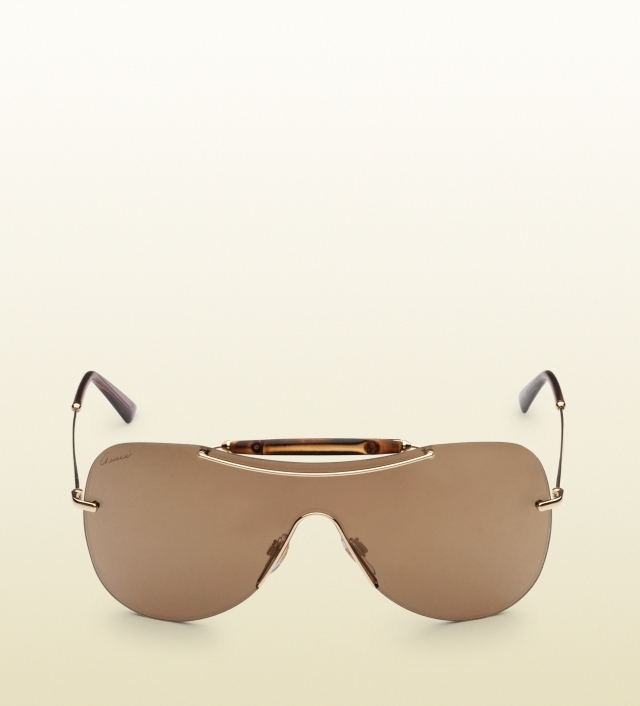 Letec s lepenými šošovkami v hnedej farbe gucci-aviator-viazany-2014