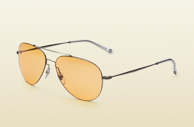 Žlté šošovky, kovový rám, Gucci 2014 aviator-yellow-2014-yellow-lens-designer