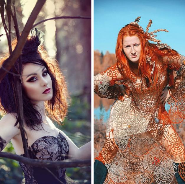 halloweenske šaty do prírody lesom inšpirované kostýmy pavučina halloween pavučina inšpirovaná lesnými kostýmami