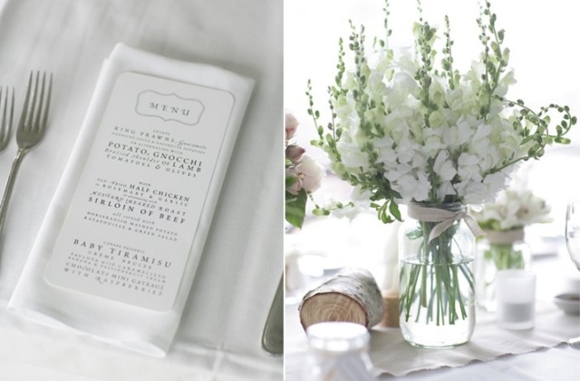 Biele kvety zo záhrady, uviazané v dóze biela-svadobná-dekorácia-kvety-text-nápad