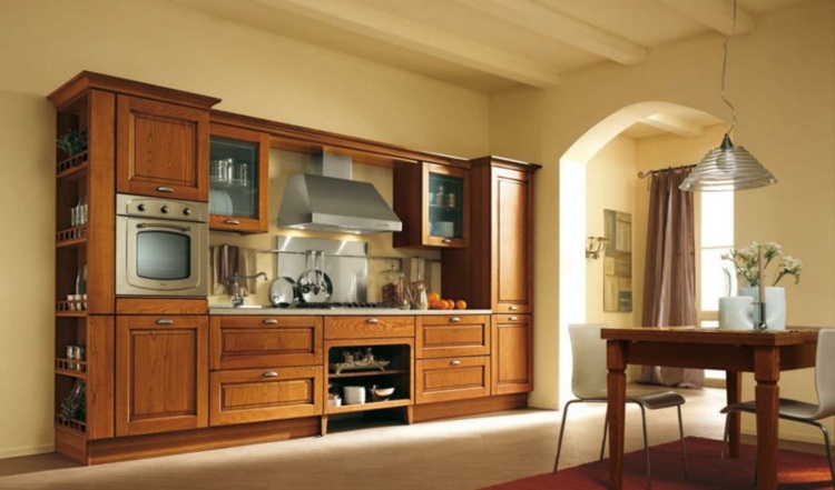 Nápadový nápad pre teplé prostredie nápady-pre-vidiecke kuchyne-hnedá-farba-žltá-stena-stredozemná