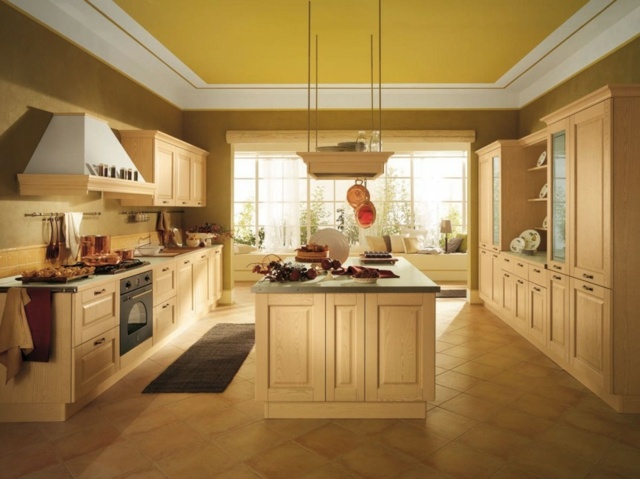 Kuchynský plán v tvare U v strednom ostrovnom štýle vidieckeho domu v neutrálnom štýle Kuchynský plán stredový ostrovný vidiecky štýl neutrálnej farby