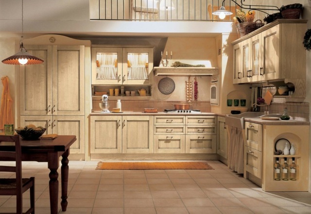 béžová kuchyňa, francúzsky vidiecky štýl, vstavané spotrebiče na víno Terakotové dlaždice vo francúzskom vidieckom štýle vstavané spotrebiče na víno