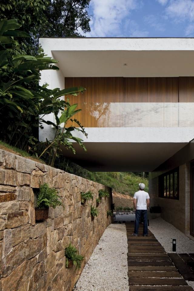 záhradné steny nápady kamenné papradie štrk predný dvor