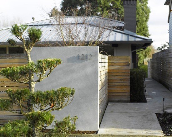 záhradný plot nápady betón kombinácia dreva ochrana osobných údajov predzáhradka