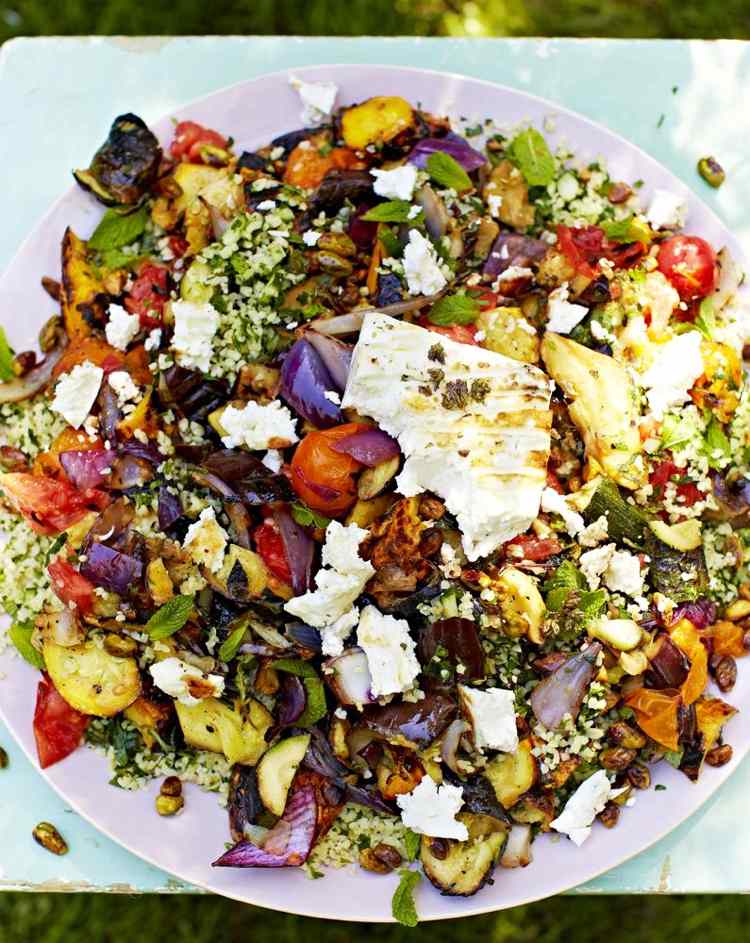 recepty na gril-jamie-oliver-šalát-vegetariánsky-tabulový-grilovaný-zeleninový-syr