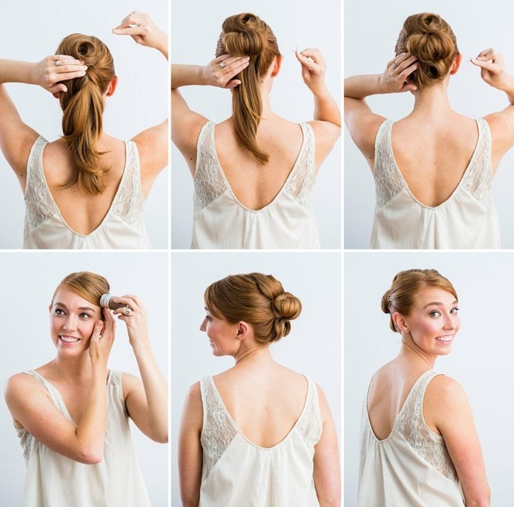 Svadobné účesy urobte si sami-z polootvoreného účesu na vare sa stane updo urob si sám svadobné účesy drdol elegantné kroky v elegantnom štýle