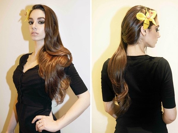 Rozpútané vlny a exotický kvet svadobné účesy-nápady-5-dlhé vlasy-2