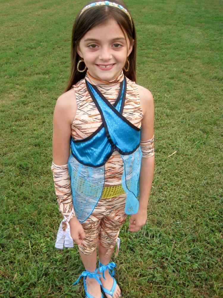 dievčenský monštrum vysoký kostým Cleo de Nile modrý tyl zavinovací vzhľad