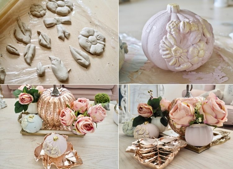 Vintage jesenná dekorácia s umelými alebo skutočnými tekvicami - nápad na individuálnu dekoráciu tekvice