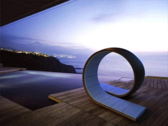 kruhové ležadlo moderné salónik dizajnové kreslo vyrobené z dreva