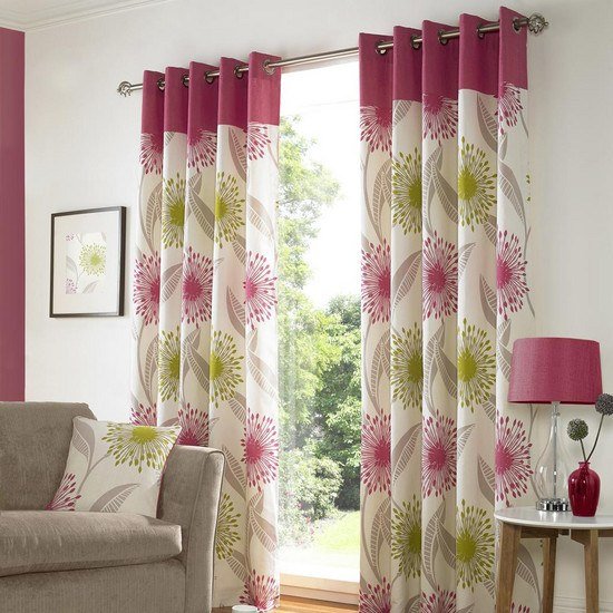 bavlnené závesy-pár-silné-výtlačky-kvetinové-vzorované