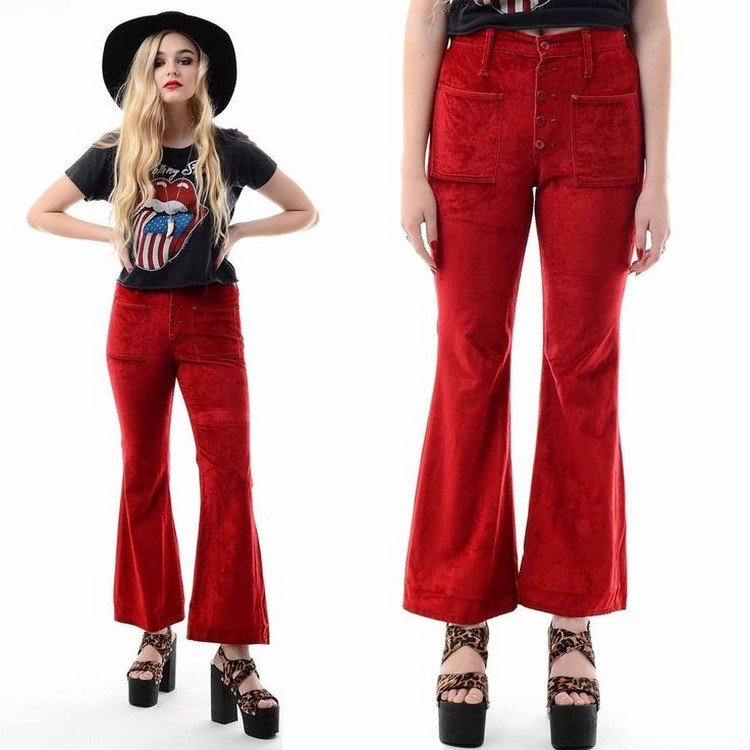 Manšestrové nohavice, sandále na platforme a tričko Rolling Stones Tričko zo 70. rokov na párty, punkové manšestrové nohavice, sandále na kolieskach