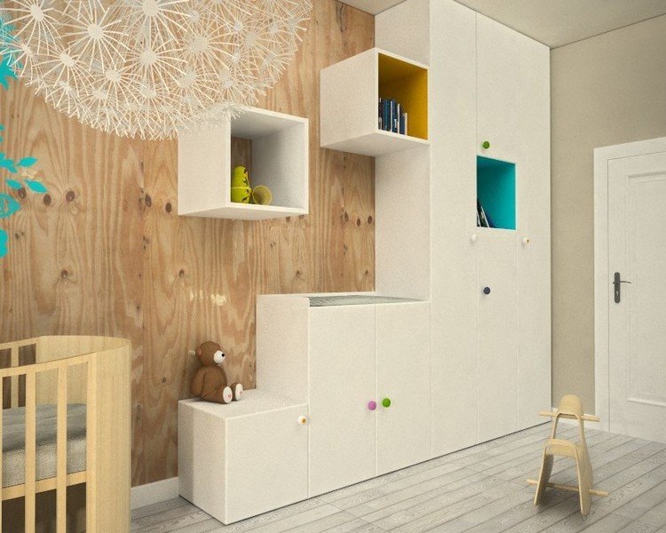 Nápady na zariadenie do detskej izby skriňa-farebná-lakovaná-vnútro