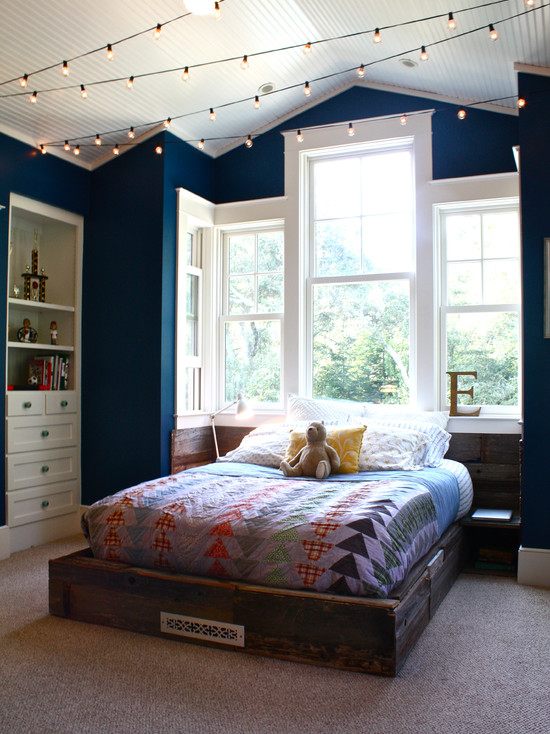 nápady chlapci prehoz na izbu vzorovaný moderný rustikálny rám postele