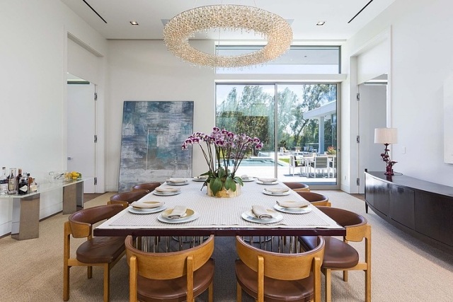 osvetlenie-jedálenský kút-luster-okrúhle sklo