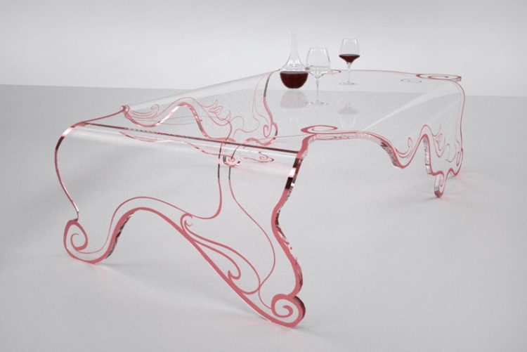 Celosklenený konferenčný stolík od Pierra Lescopa dizajnové-konferenčné stolíky-tim-mary-glas-červené-akcenty